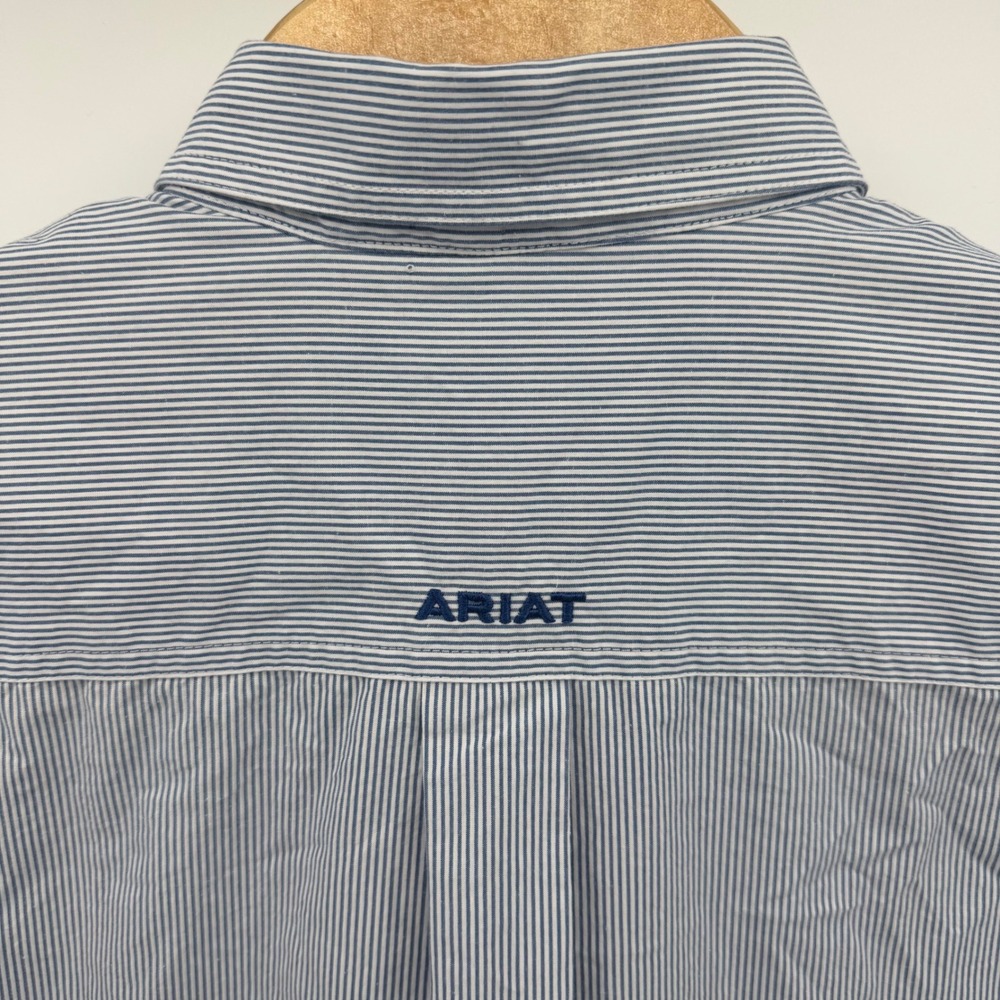 Ariat Pro Series Shirt Mens Small Blue White Pinstripe Long Sleeve Button Down - Picture 5 of 9